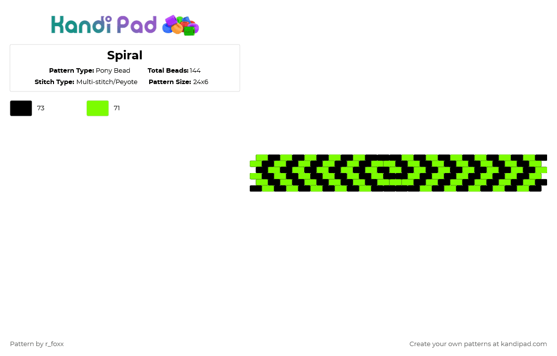 Spiral - Pony Bead Pattern by r_foxx on Kandi Pad - green,black