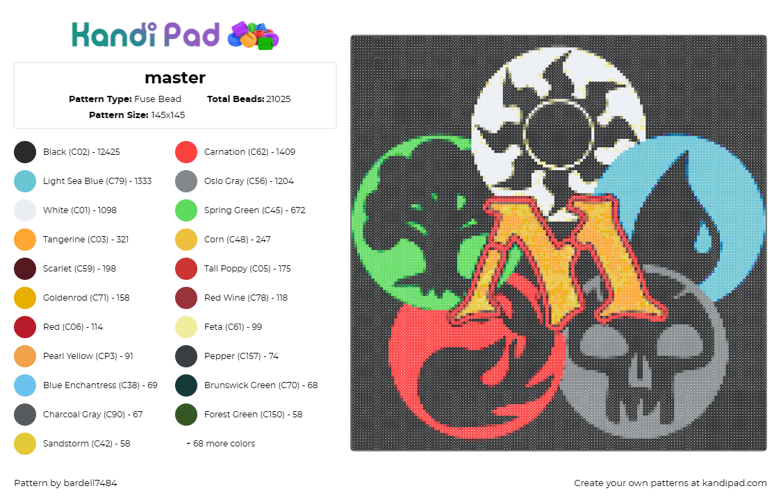 master - Fuse Bead Pattern by bardell7484 on Kandi Pad - mtg,magic the gathering,elements,elemental symbols,bold color scheme,strategy,fa