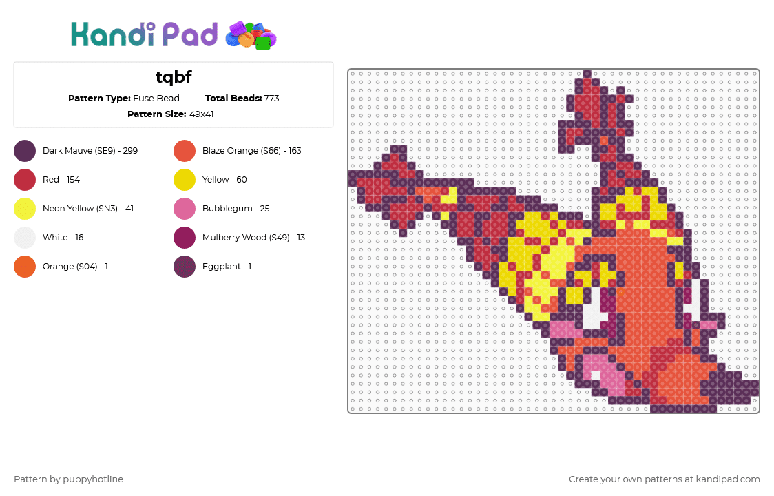 tqbf - Fuse Bead Pattern by puppyhotline on Kandi Pad - pink,red
