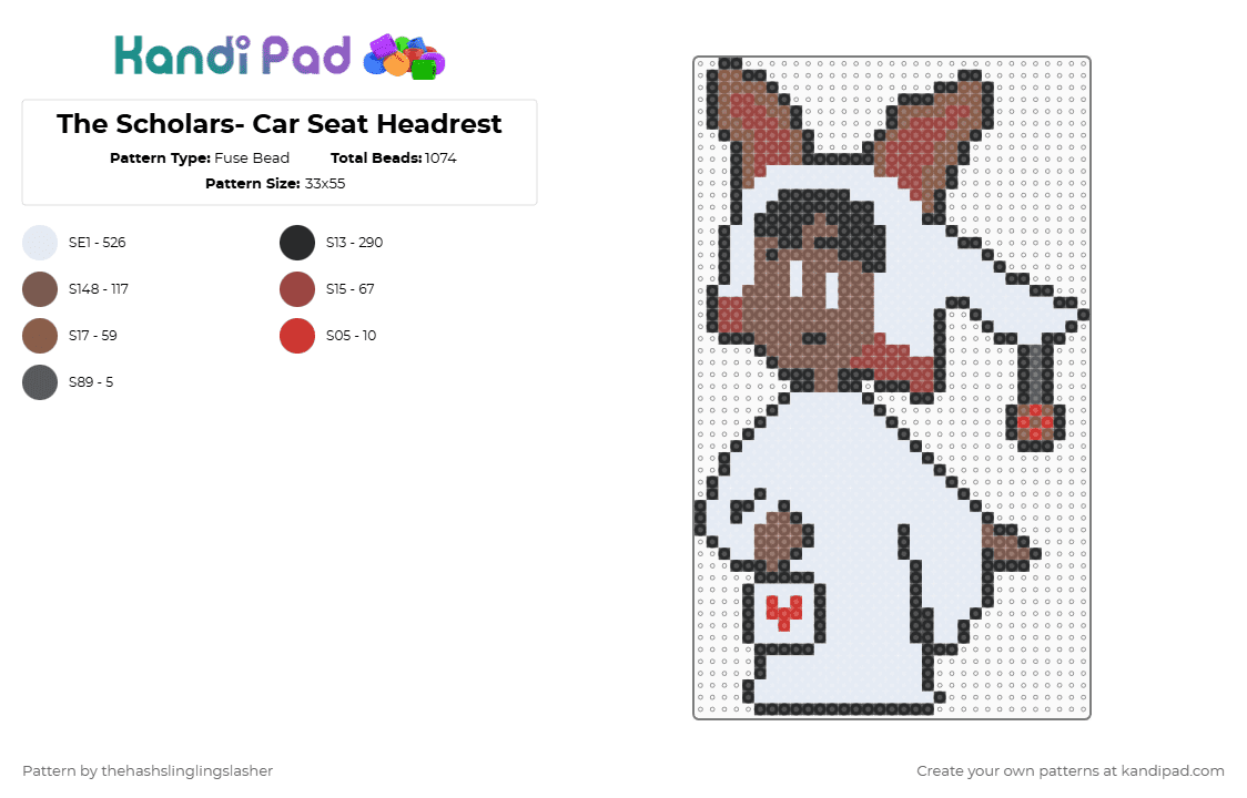 The Scholars- Car Seat Headrest - Fuse Bead Pattern by thehashslinglingslasher on Kandi Pad - white,tan,car seat headrest