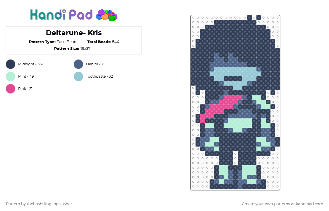 Deltarune- Kris - Fuse Bead Pattern by thehashslinglingslasher on Kandi Pad - purple