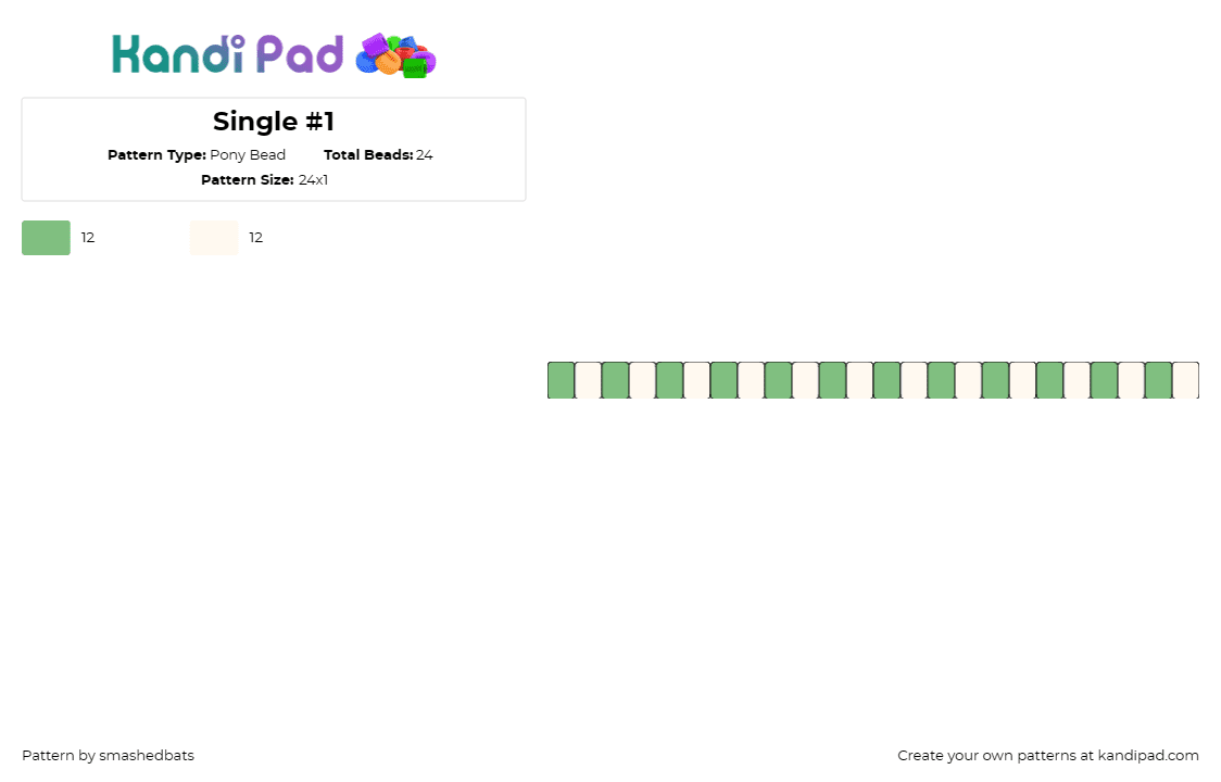 Single #1 - Pony Bead Pattern by smashedbats on Kandi Pad - singles,bracelet