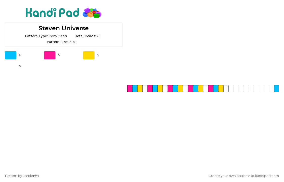 Steven Universe - Pony Bead Pattern by kamien69 on Kandi Pad - steven universe,singles,bracelet,cuff,vibrant spirit,bold stripes,beloved series,colorful,accessory,fandom
