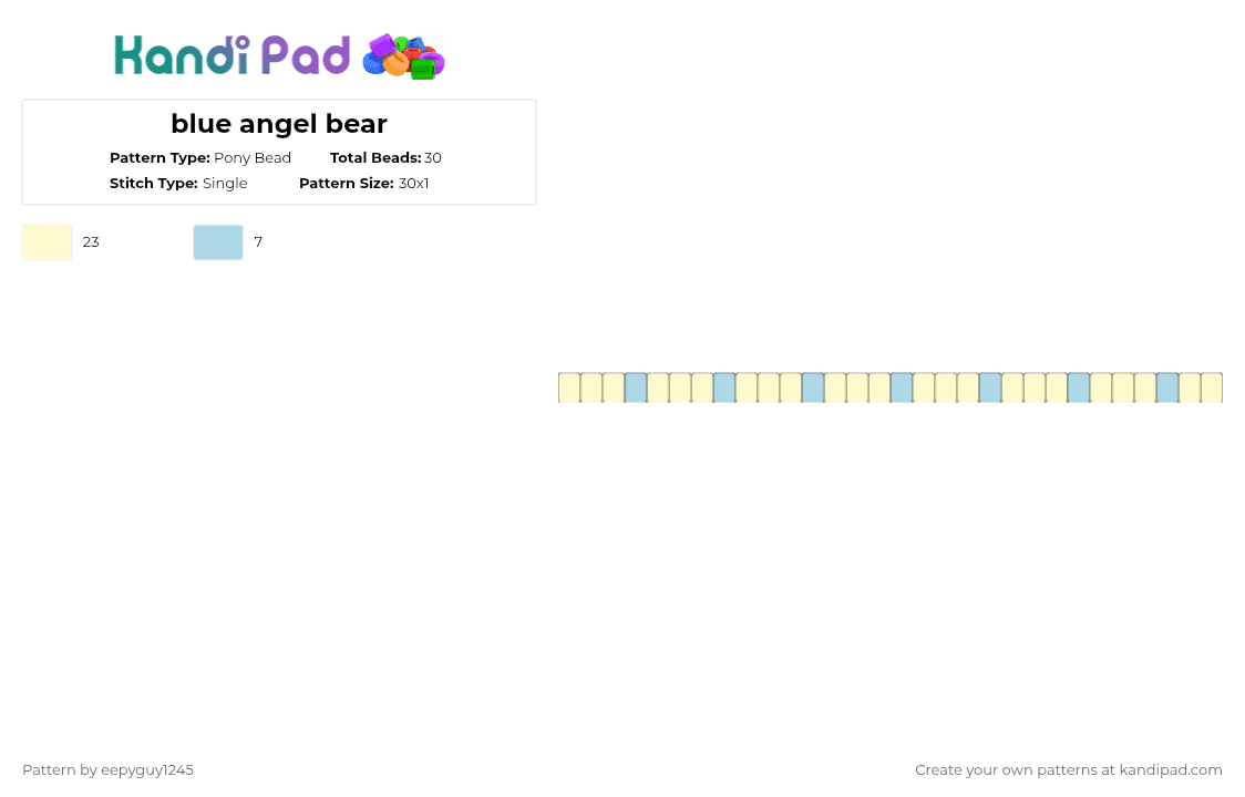 blue angel bear - Pony Bead Pattern by eepyguy1245 on Kandi Pad - yellow