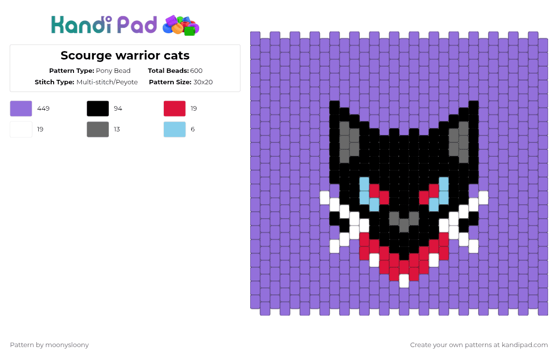 Scourge warrior cats - Pony Bead Pattern by moonysloony on Kandi Pad - purple