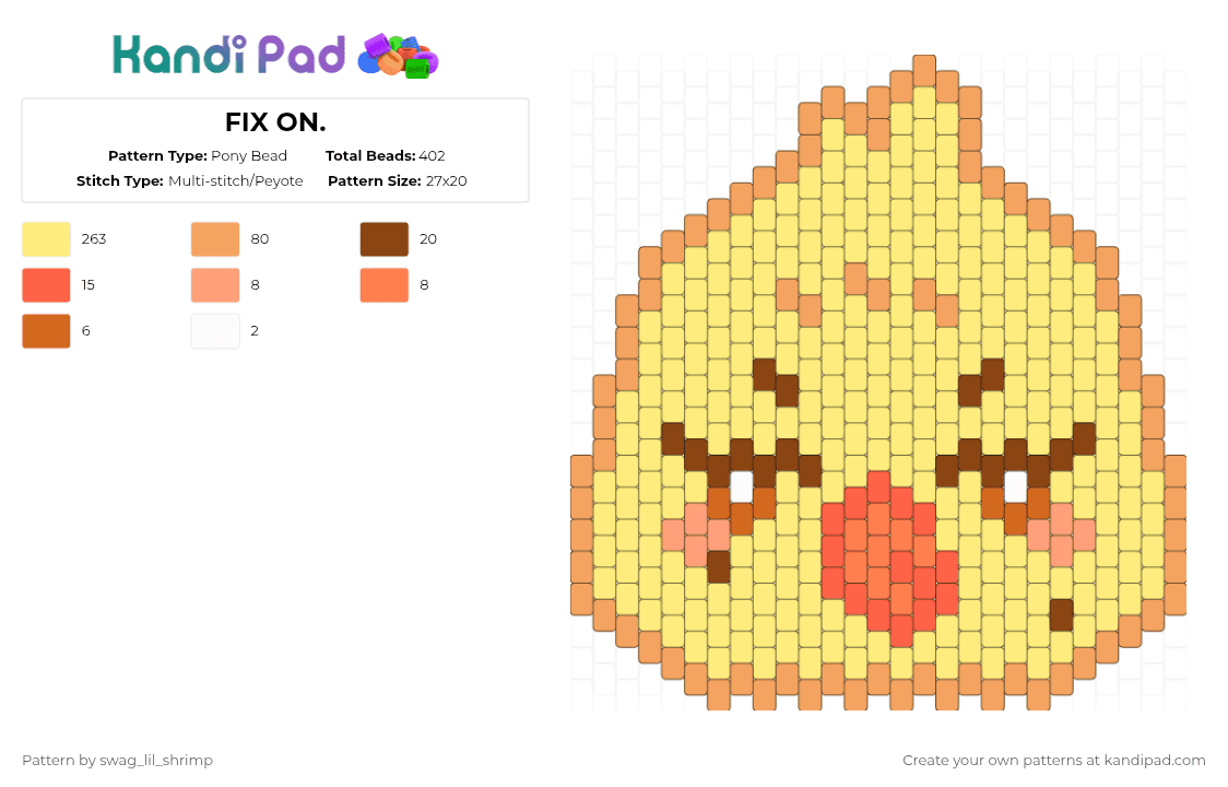 FIX ON. - Pony Bead Pattern by swag_lil_shrimp on Kandi Pad - yellow,ateez,aniteez,bbyongming