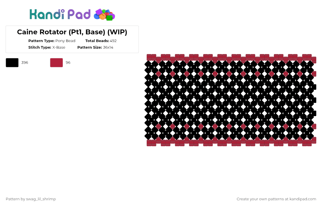 Caine Rotator (Pt1, Base) (WIP) - Pony Bead Pattern by swag_lil_shrimp on Kandi Pad - black,caine,tadc