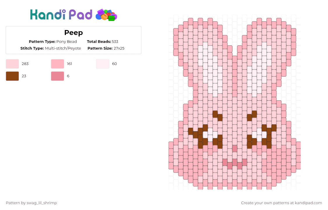 Peep - Pony Bead Pattern by swag_lil_shrimp on Kandi Pad - white,pink,ateez,aniteez,ddeongbyeoli