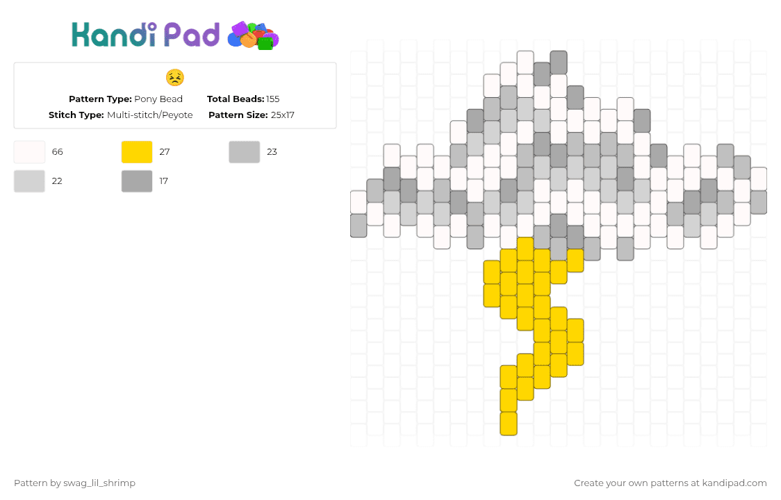 😣 - Pony Bead Pattern by swag_lil_shrimp on Kandi Pad - beige,yellow