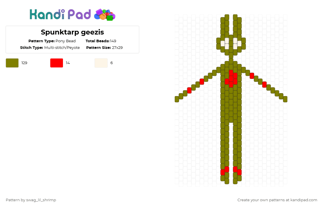 Spunktarp geezis - Pony Bead Pattern by swag_lil_shrimp on Kandi Pad - fnaf,springtrap