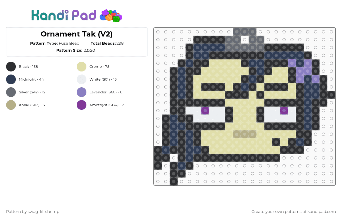 Ornament Tak (V2) - Fuse Bead Pattern by swag_lil_shrimp on Kandi Pad - black,yellow,purple,tak,invader zim,ornament