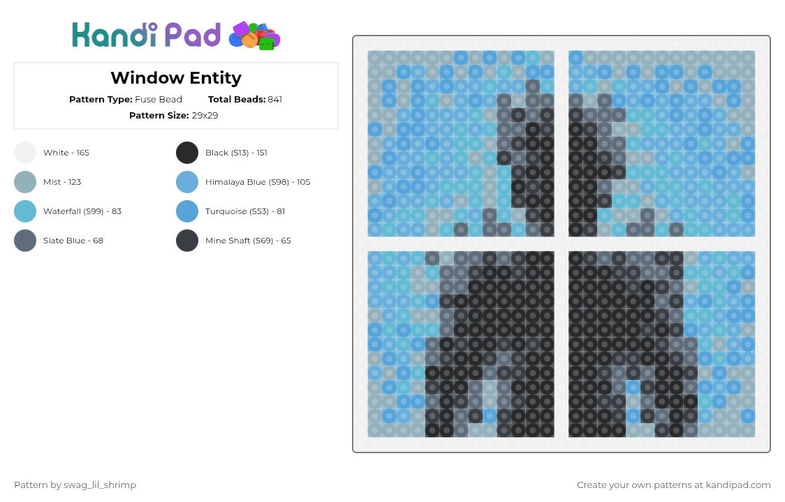 Window Entity - Fuse Bead Pattern by swag_lil_shrimp on Kandi Pad - light blue,backrooms,entity 2,windows