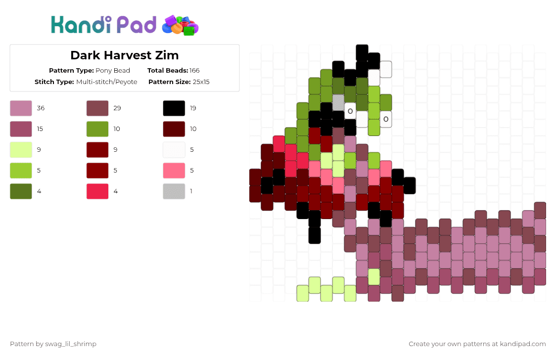 Dark Harvest Zim - Pony Bead Pattern by swag_lil_shrimp on Kandi Pad - invader zim,zim,dark harvest