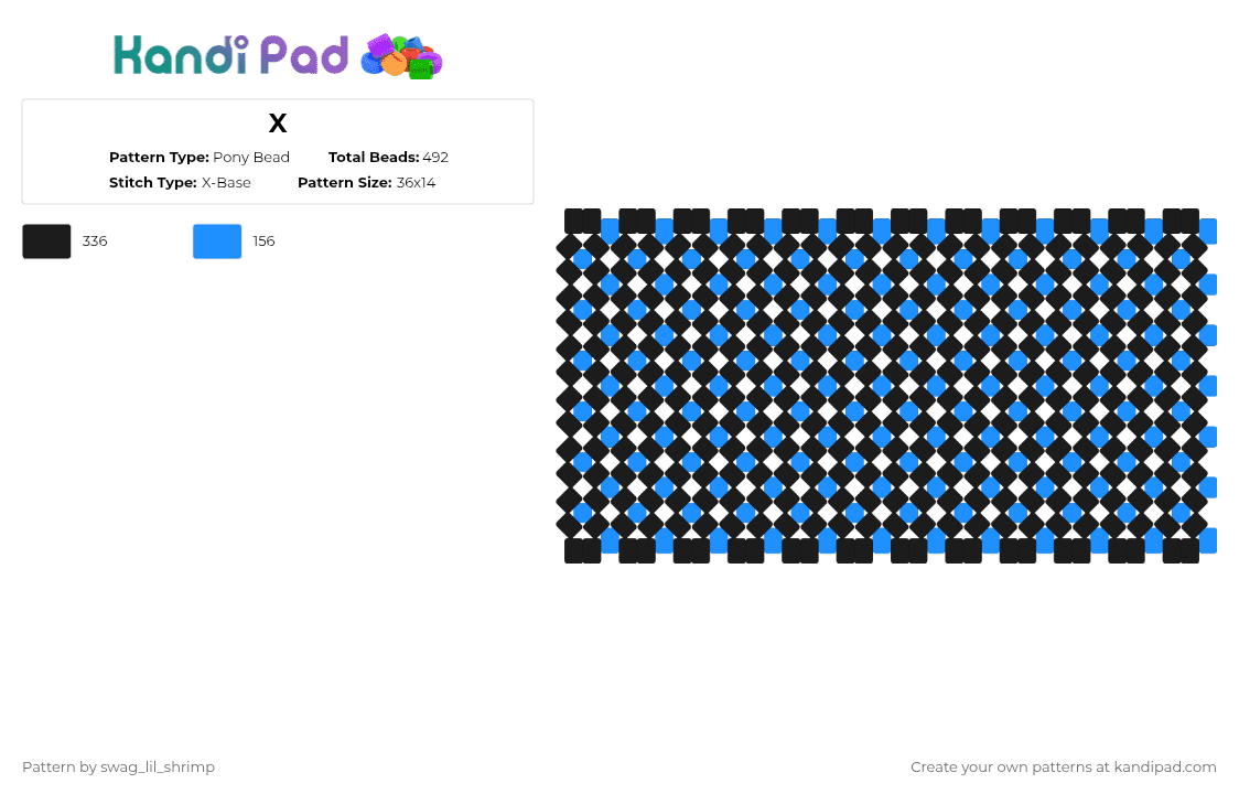 Midnight Motorist Rotator Base - Pony Bead Pattern by swag_lil_shrimp on Kandi Pad - light blue,black