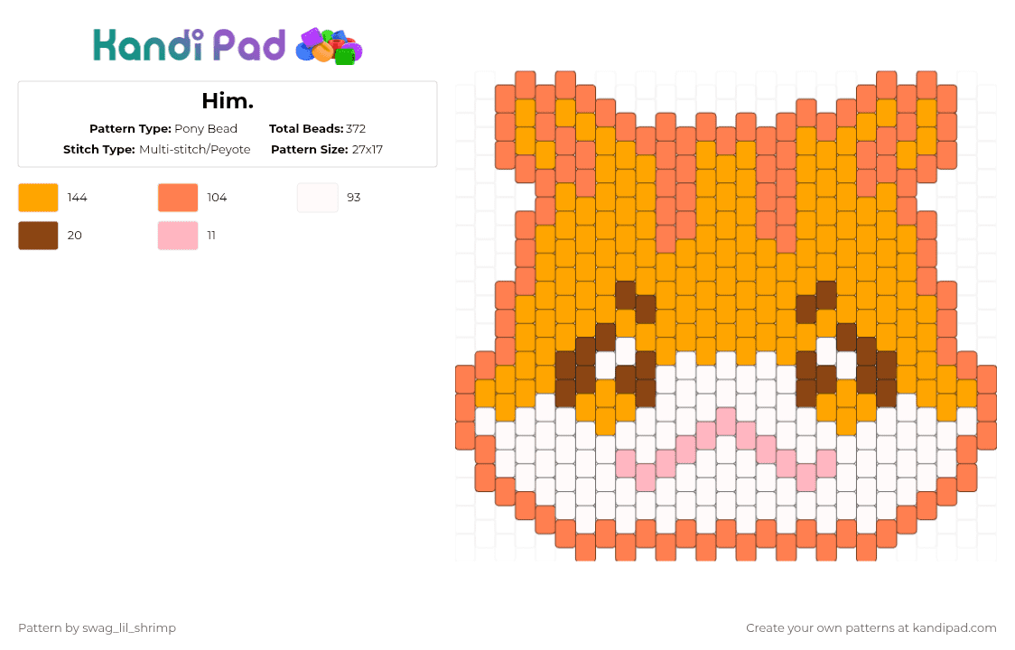 Him. - Pony Bead Pattern by swag_lil_shrimp on Kandi Pad - orange,ateez,aniteez,jjoongrami