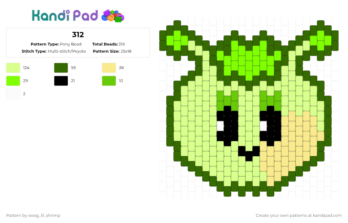 312 - Pony Bead Pattern by swag_lil_shrimp on Kandi Pad - green,yellow