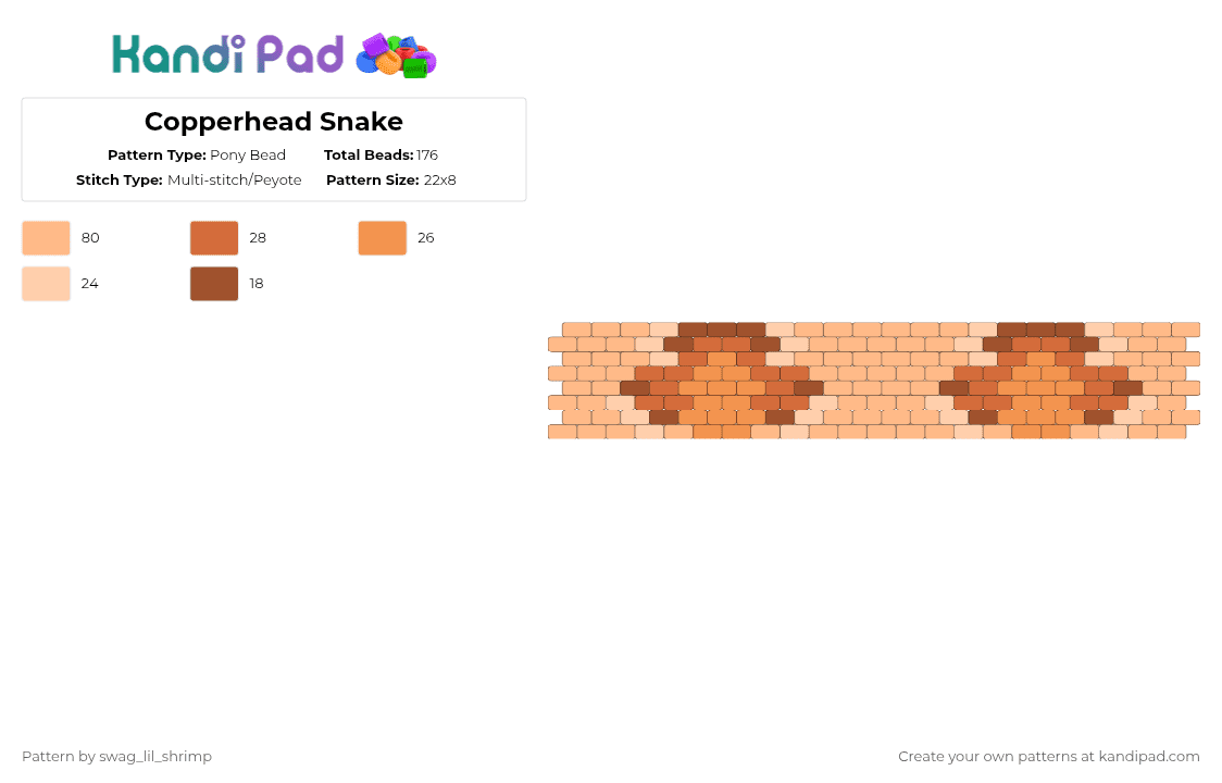 Copperhead Snake - Pony Bead Pattern by swag_lil_shrimp on Kandi Pad - beige