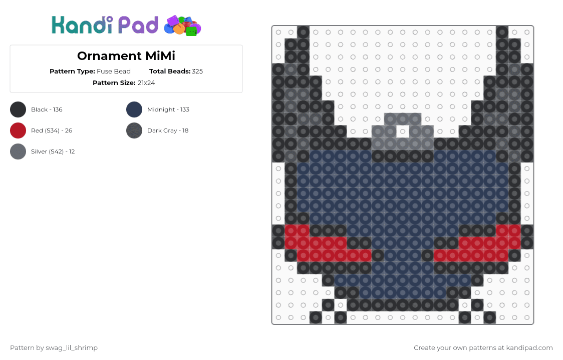 Ornament MiMi - Fuse Bead Pattern by swag_lil_shrimp on Kandi Pad - purple,mimi,invader zim,ornament