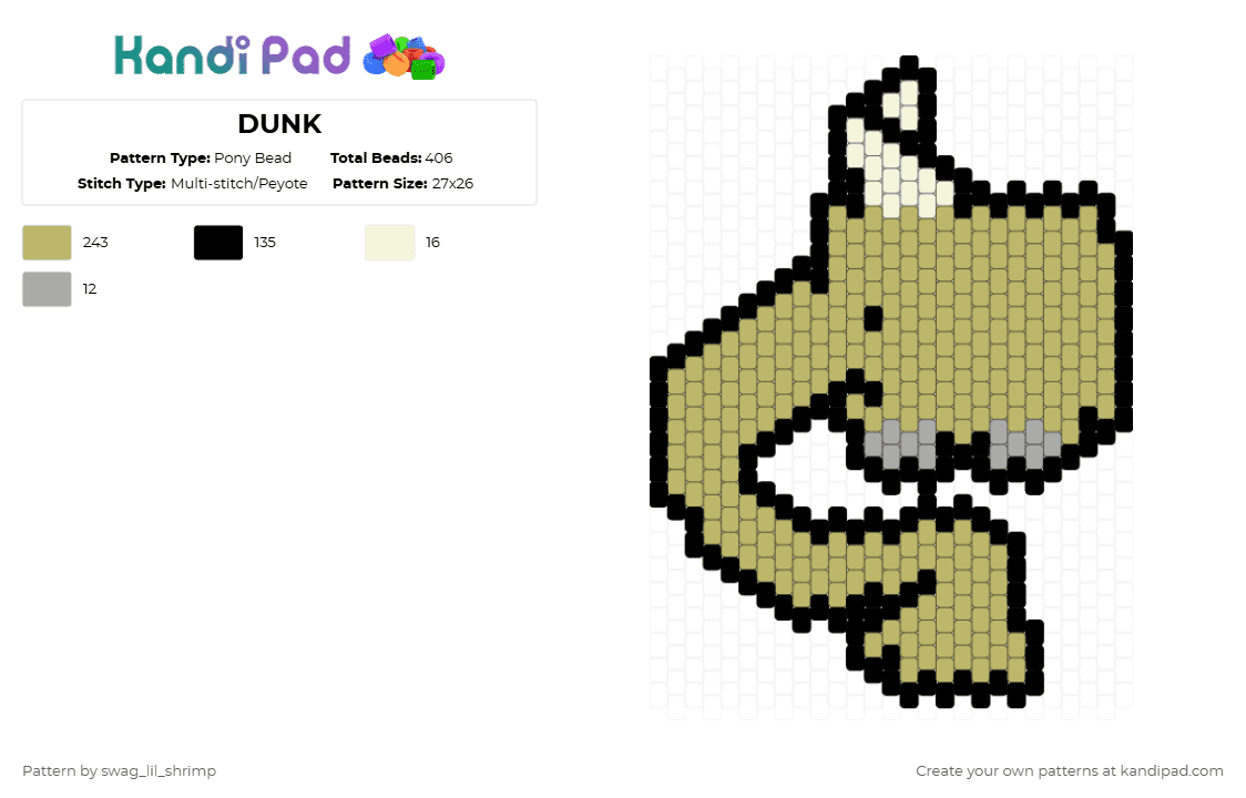 DUNK - Pony Bead Pattern by swag_lil_shrimp on Kandi Pad - beige,backrooms,dunk,entity