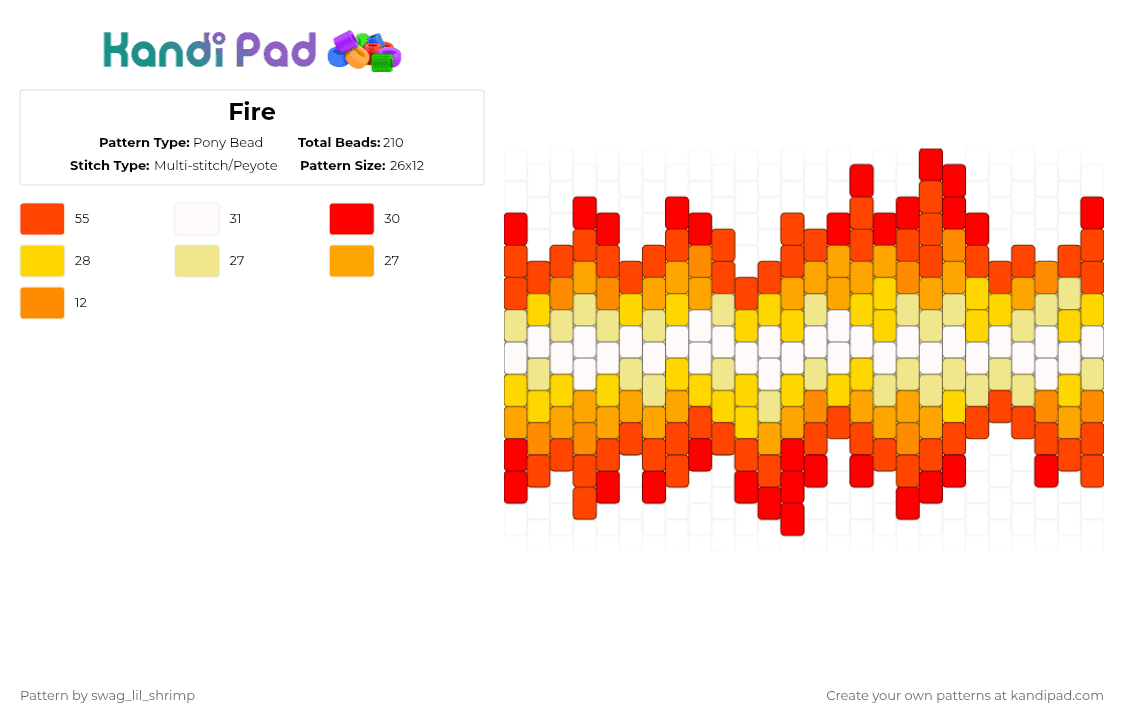 Fire - Pony Bead Pattern by swag_lil_shrimp on Kandi Pad - red