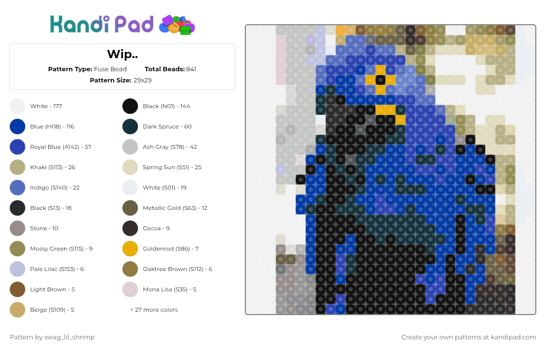 Jerry. - Fuse Bead Pattern by swag_lil_shrimp on Kandi Pad - beige,blue,purple,backrooms,entity 7,jerry