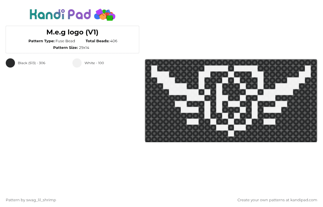 M.e.g logo (V1) - Fuse Bead Pattern by swag_lil_shrimp on Kandi Pad - black,backrooms,meg,major explorer group