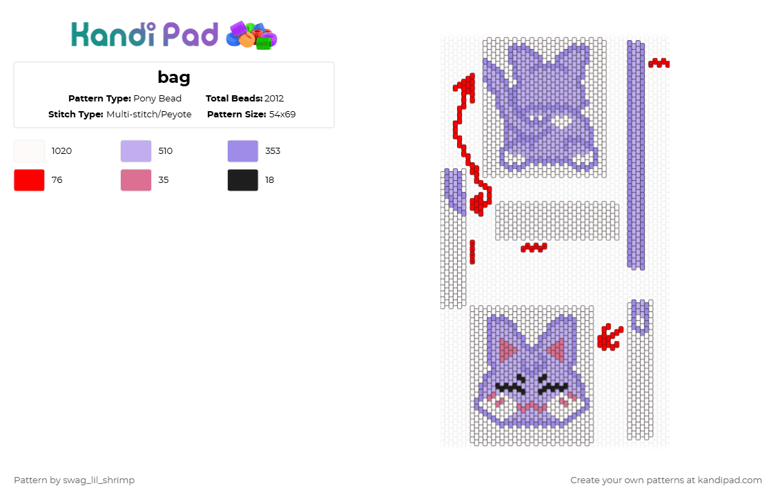 bag - Pony Bead Pattern by swag_lil_shrimp on Kandi Pad - pink