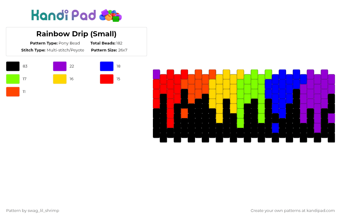 Rainbow Drip (Small) - Pony Bead Pattern by swag_lil_shrimp on Kandi Pad - purple,red