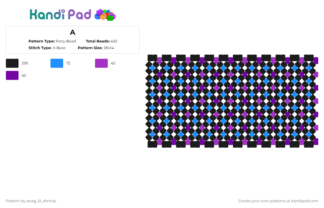 Midnight Motorist Rotator Base (V2) - Pony Bead Pattern by swag_lil_shrimp on Kandi Pad - black,light blue