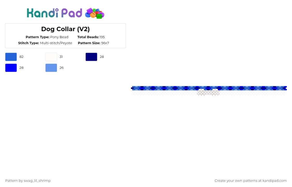 Dog Collar (V2) - Pony Bead Pattern by swag_lil_shrimp on Kandi Pad - blue,purple