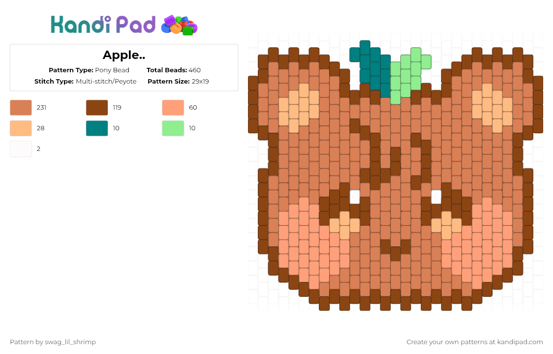 Apple.. - Pony Bead Pattern by swag_lil_shrimp on Kandi Pad - orange
