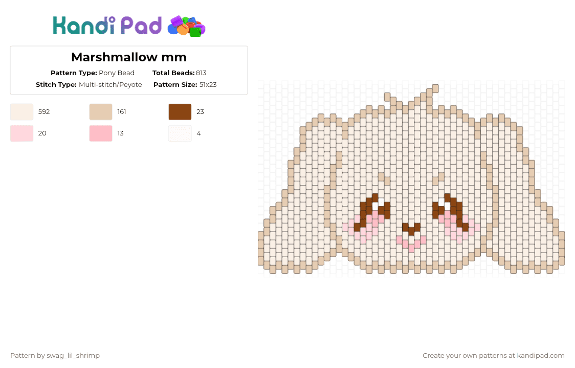 Marshmallow mm - Pony Bead Pattern by swag_lil_shrimp on Kandi Pad - white,beige,ateez,aniteez,hetmongi