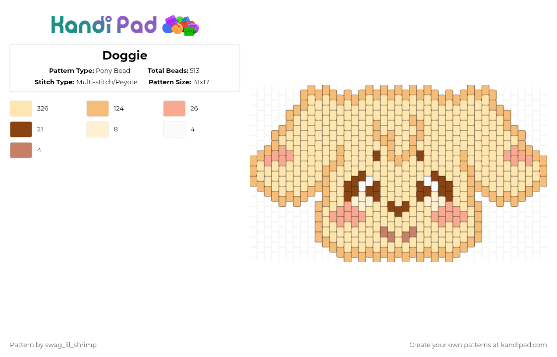 Doggie - Pony Bead Pattern by swag_lil_shrimp on Kandi Pad - beige,ateez,aniteez,tyudeongi