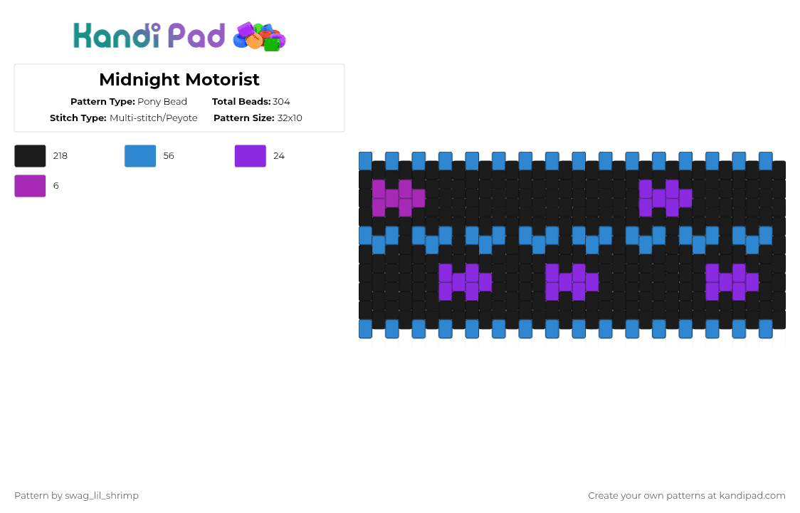 Midnight Motorist - Pony Bead Pattern by swag_lil_shrimp on Kandi Pad - black,light blue,fnaf,fnaf 6,midnight motorist