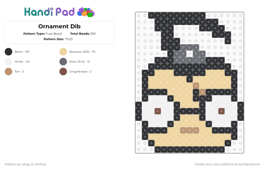 Ornament Dib - Fuse Bead Pattern by swag_lil_shrimp on Kandi Pad - black,beige,dib,invader zim