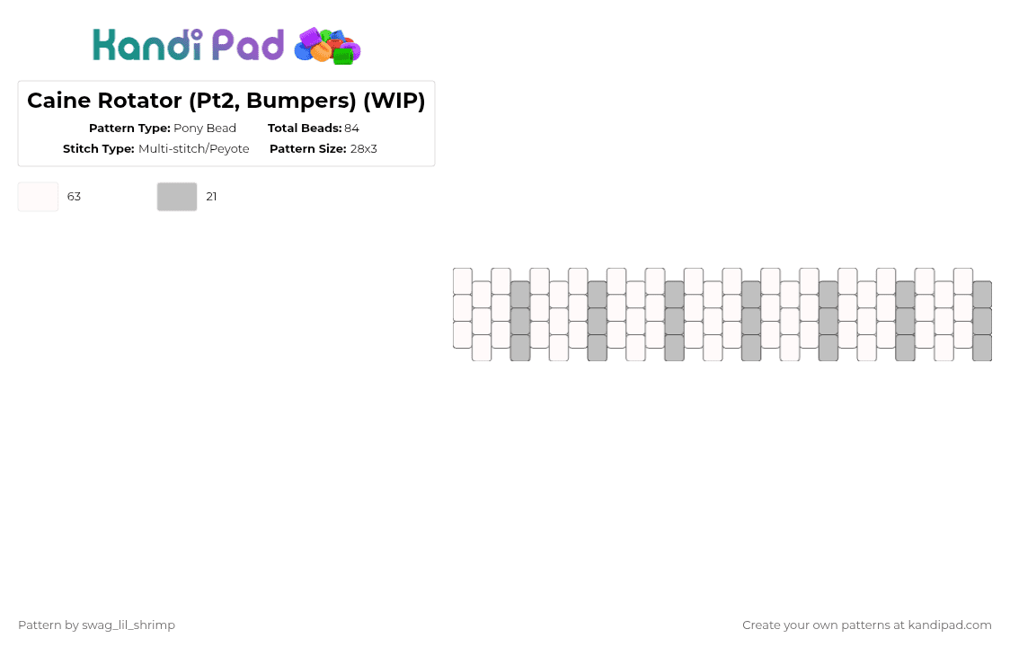 Caine Rotator (Pt2, Bumpers) (WIP) - Pony Bead Pattern by swag_lil_shrimp on Kandi Pad - white,caine,tadc
