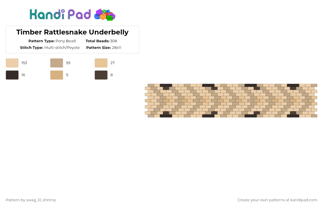 Timber Rattlesnake Underbelly - Pony Bead Pattern by swag_lil_shrimp on Kandi Pad - beige
