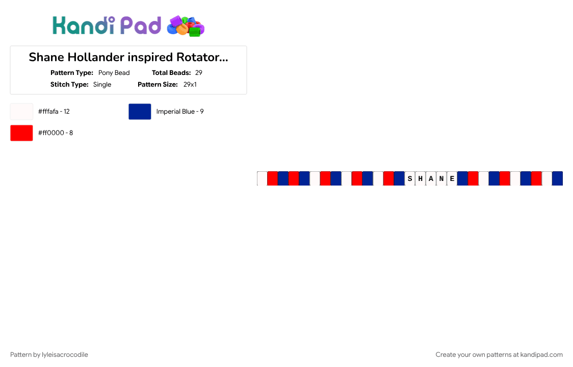 Shane Hollander inspired Rotator pt2 - Pony Bead Pattern by lyleisacrocodile on Kandi Pad - purple, red