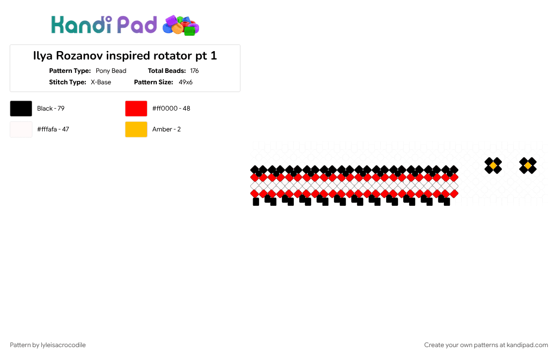 Ilya Rozanov inspired rotator pt 1 - Pony Bead Pattern by lyleisacrocodile on Kandi Pad - red