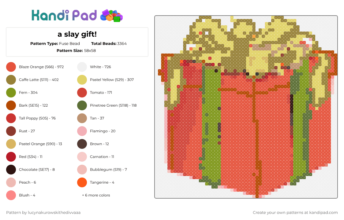 a slay gift! - Fuse Bead Pattern by ichbinlyle on Kandi Pad - gold,red