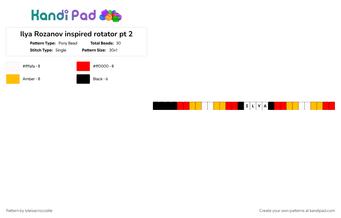 Ilya Rozanov inspired rotator pt 2 - Pony Bead Pattern by lyleisacrocodile on Kandi Pad - red, yellow