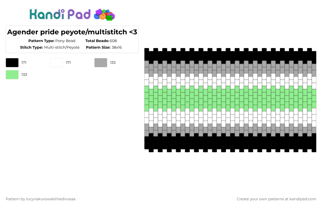 Agender pride peyote/multistitch - Pony Bead Pattern by lyleisacrocodile on Kandi Pad - beige,teal
