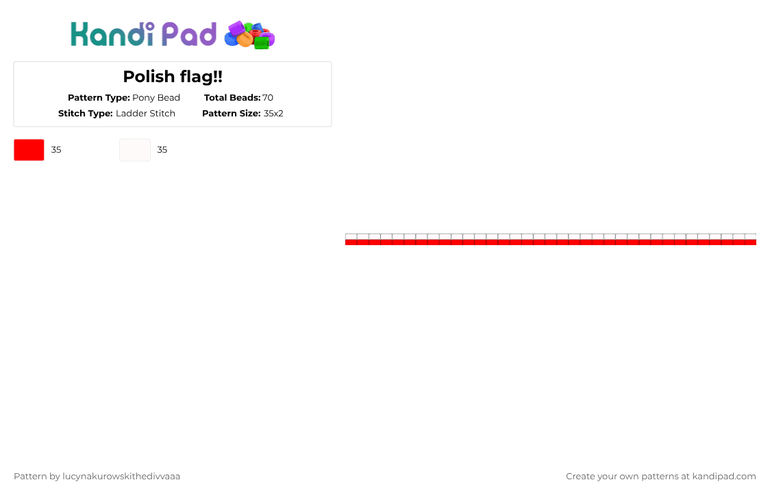 Polish flag!! - Pony Bead Pattern by lyleisacrocodile on Kandi Pad - red,white