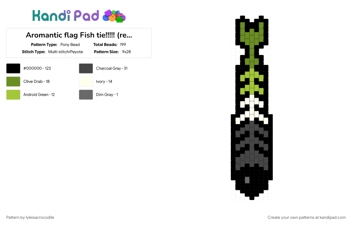 Aromantic flag Fish tie!!!!! (remix) - Pony Bead Pattern by lyleisacrocodile on Kandi Pad - 