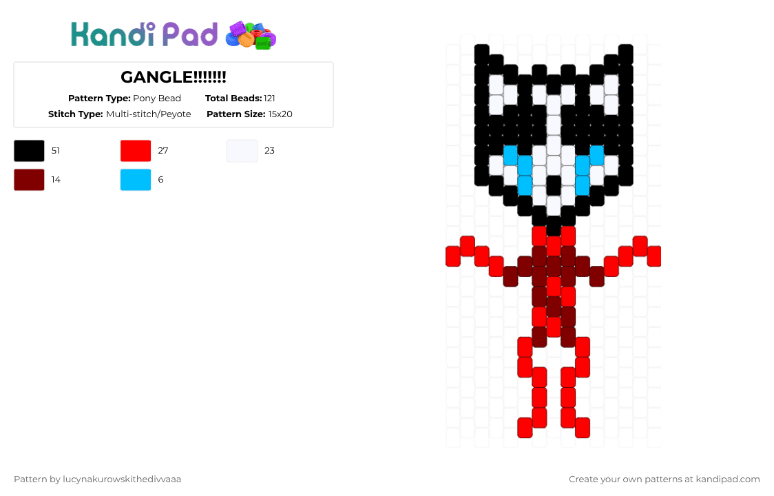 GANGLE!!!!!!! - Pony Bead Pattern by lyleisacrocodile on Kandi Pad - red