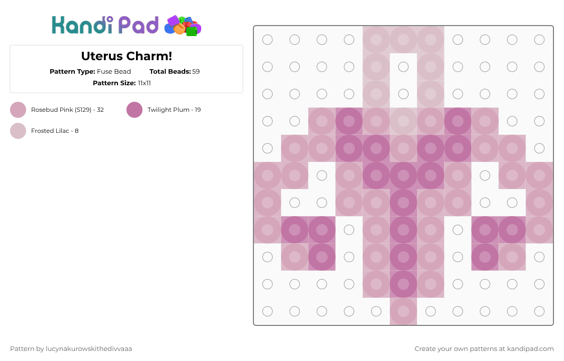 Uterus Charm! - Fuse Bead Pattern by ichbinlyle on Kandi Pad - pink