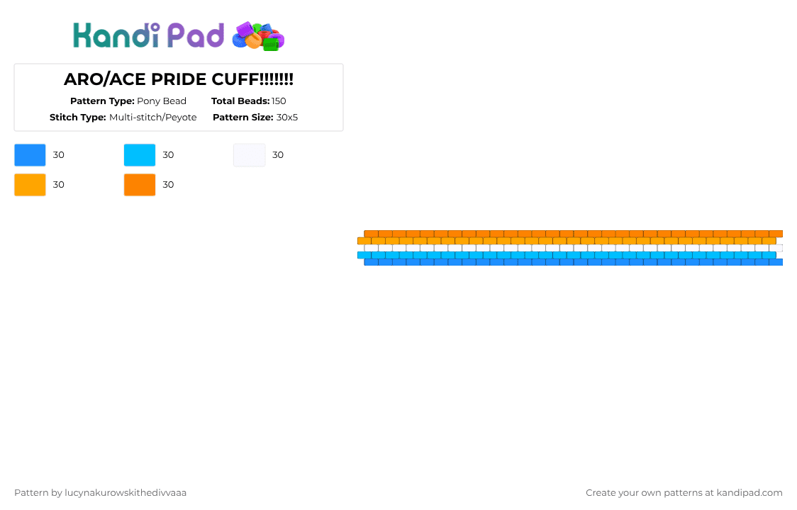 ARO/ACE PRIDE CUFF!!!!!!! - Pony Bead Pattern by lyleisacrocodile on Kandi Pad - light blue,orange