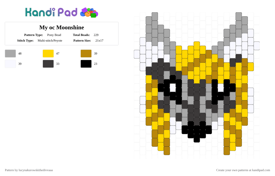 My oc Moonshine - Pony Bead Pattern by lyleisacrocodile on Kandi Pad - beige, yellow