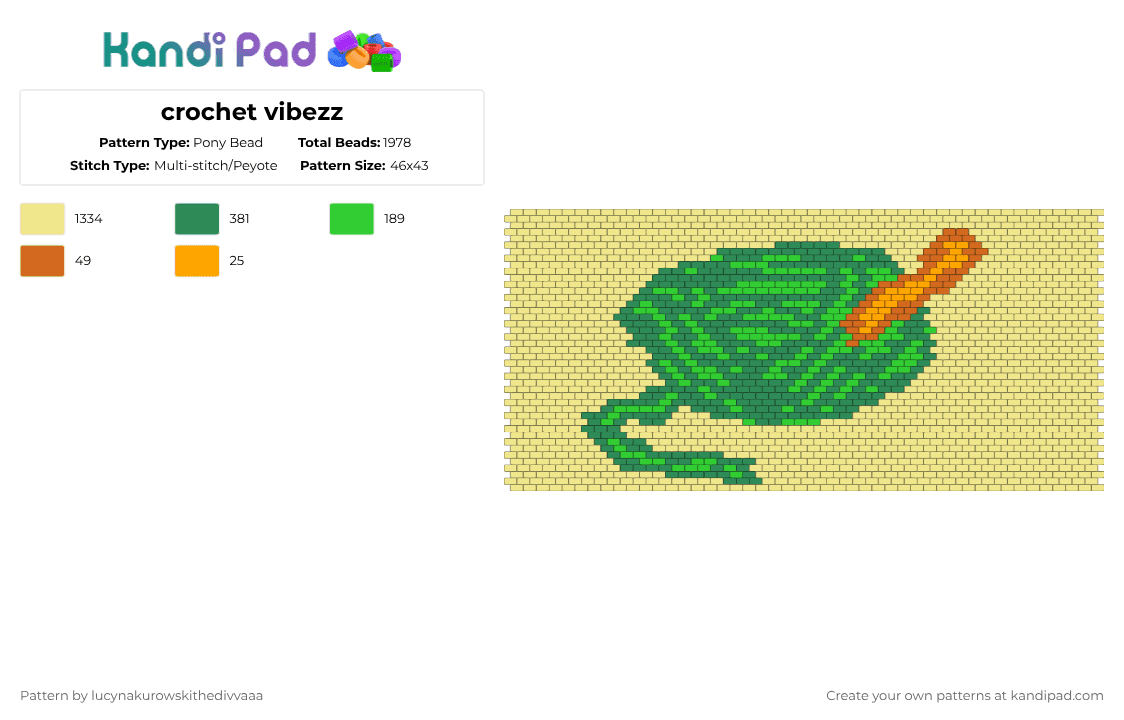 crochet vibezz - Pony Bead Pattern by ichbinlucyna on Kandi Pad - yellow,cotdcraftsupplies