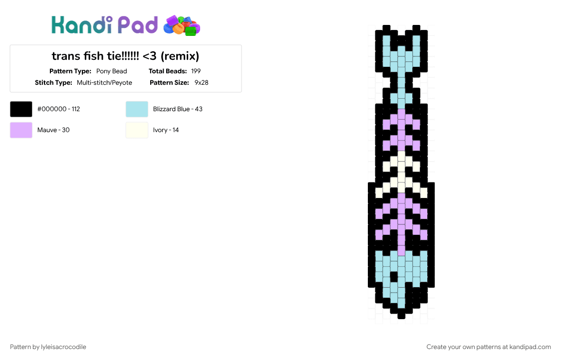 trans fish tie!!!!!! - Pony Bead Pattern by lyleisacrocodile on Kandi Pad - 